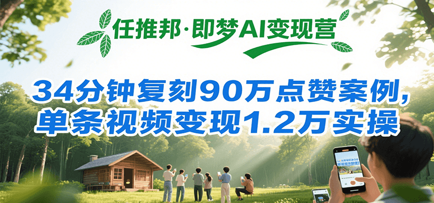 图片[1]-任推邦·即梦AI变现营，34分钟复刻90万点赞案例，单条视频变现1.2万实操-创客传媒