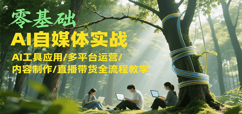 图片[1]-零基础AI自媒体实战，AI工具应用/多平台运营/内容制作/直播带货全流程教学-创客传媒