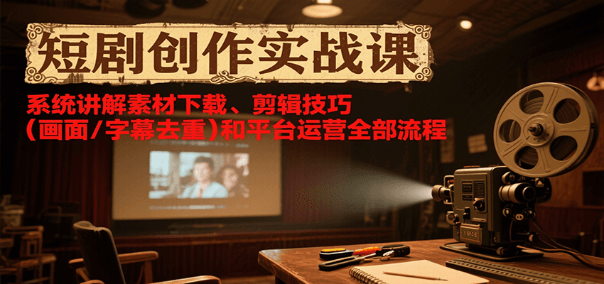图片[1]-短剧创作实战课，系统讲解素材下载、剪辑技巧(画面/字幕去重)和平台运营全部流程-创客传媒