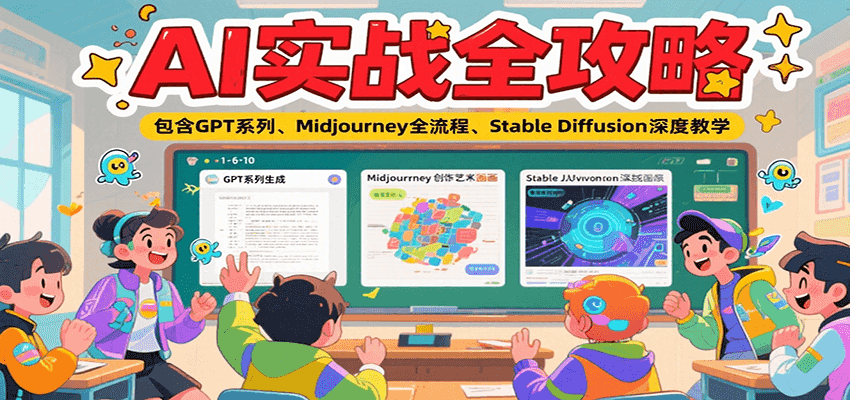 图片[1]-AI实战全攻略，包含GPT系列、Midjourney全流程、Stable Diffusion深度教学-创客传媒